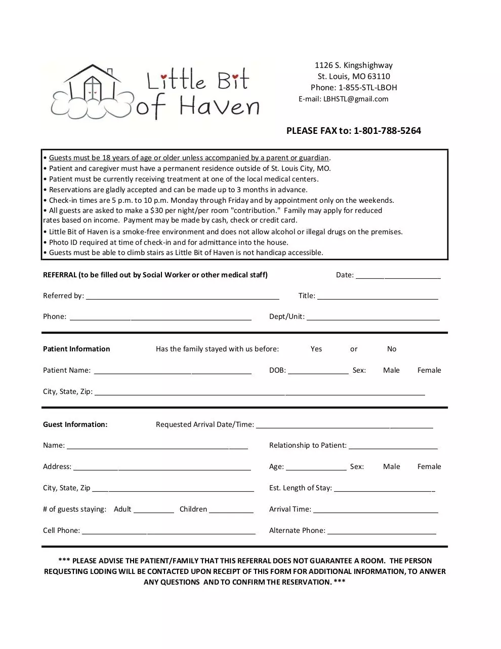Page 1 of 1, Hospital Referral Form Nov 2014