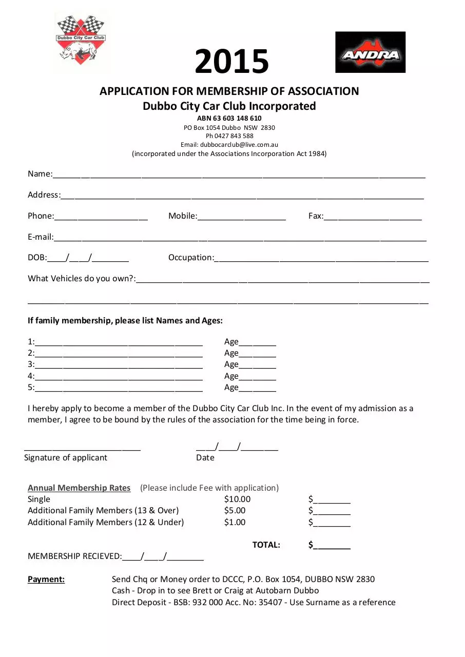 Document preview - 2015 Membership Application.pdf - Page 1/1