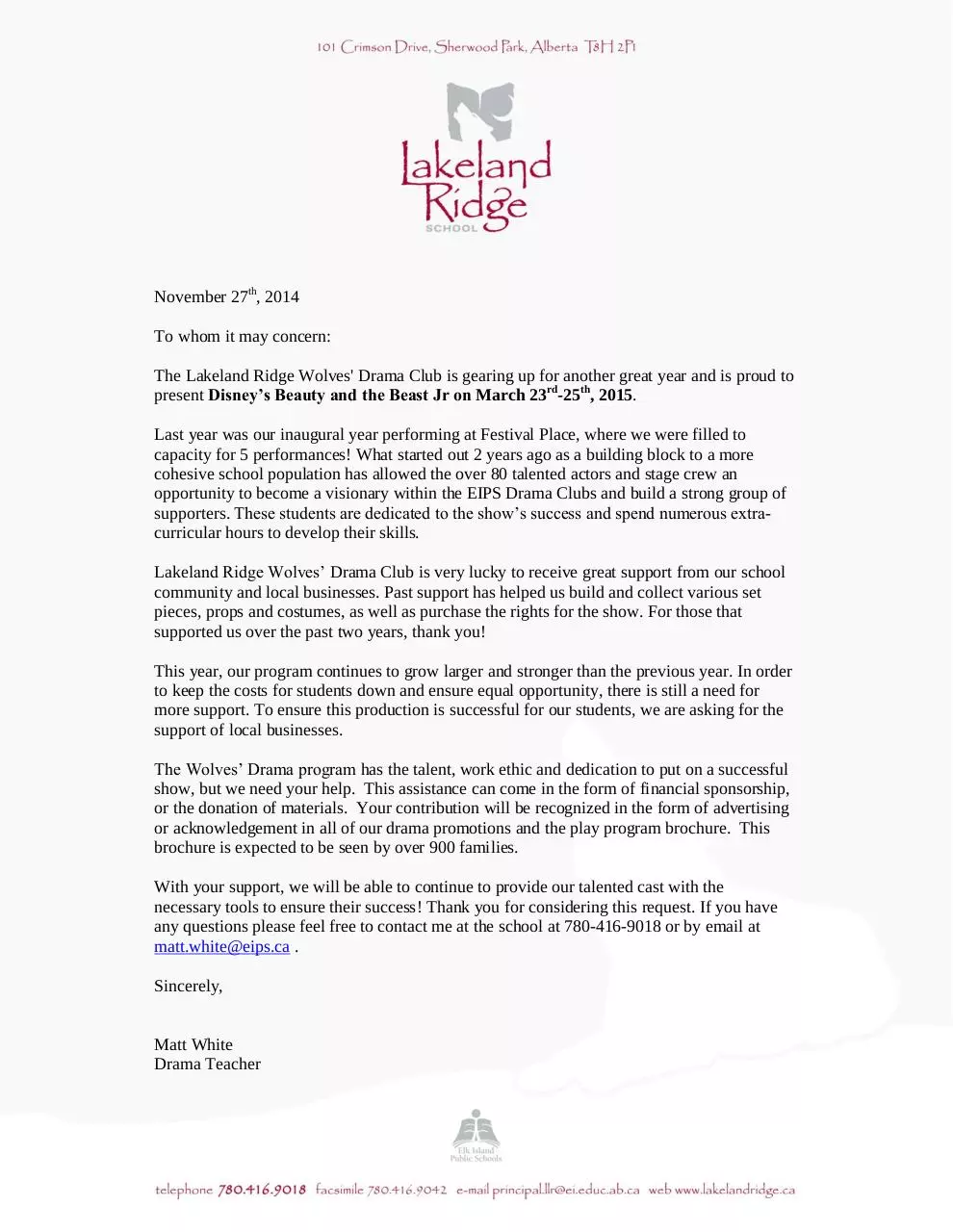 Page 1 of 2, Drama club sponsorship letter 14 15 PDF
