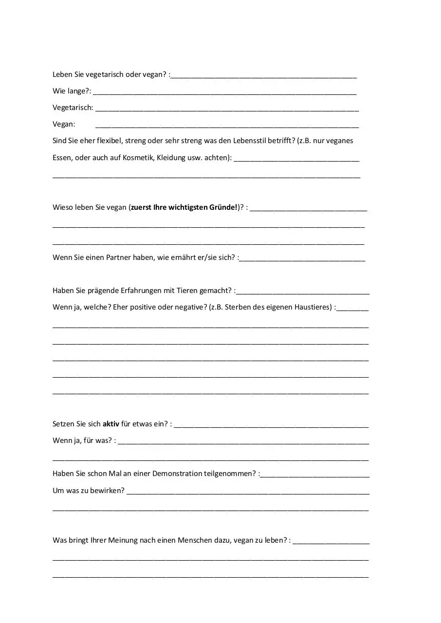 Page 2 of 3, Fragebogen über Veganismus