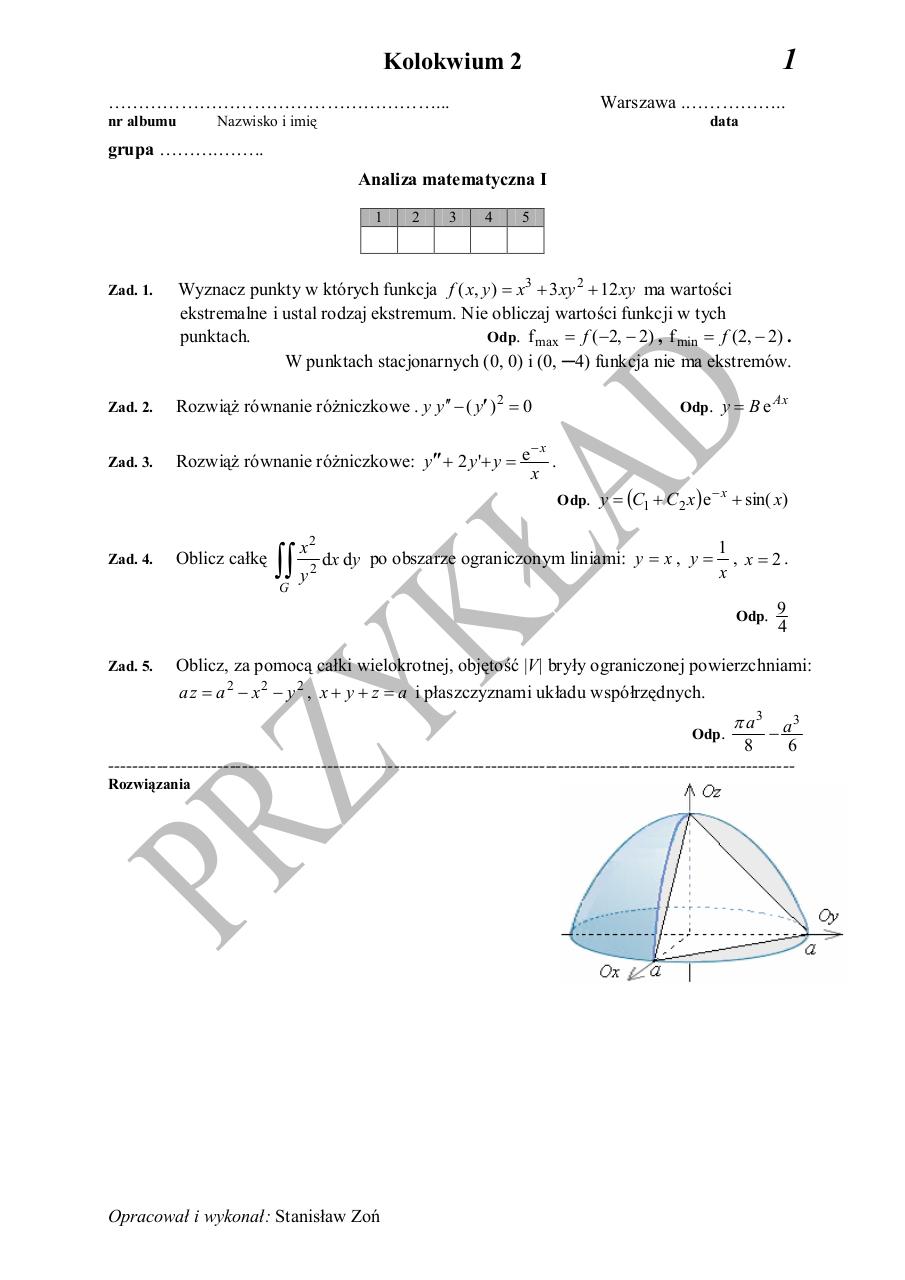 Document preview Kolokwium 2 Am1 WZÃ“R.pdf - page 1/1