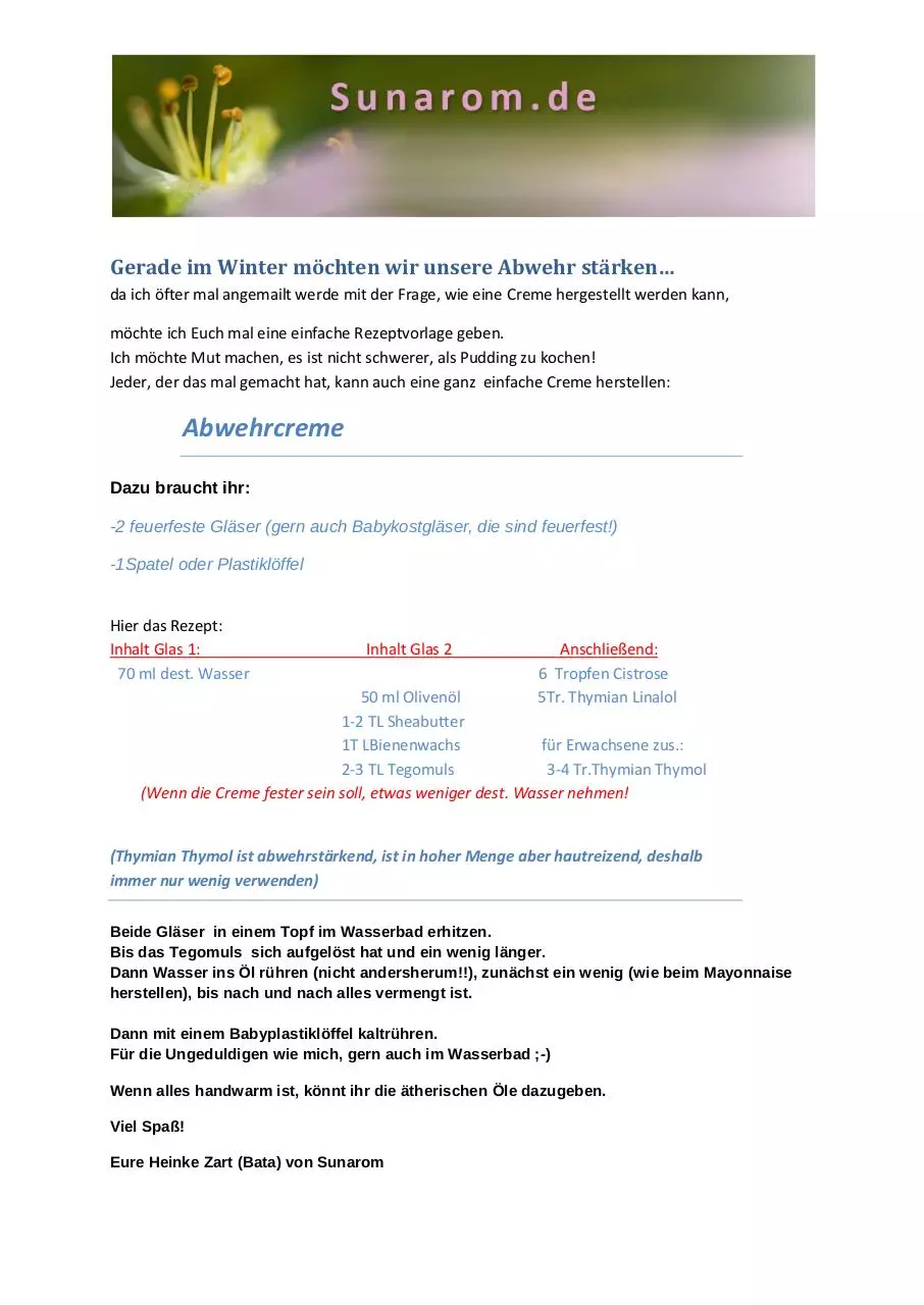 Page 1 of 1, Abwehrcreme