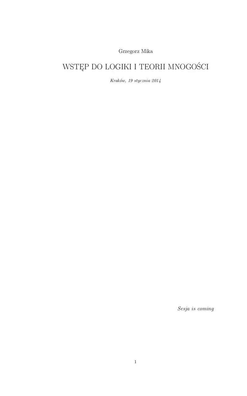 Page 1 of 6, Wst p do logiki i teorii mnogo ci