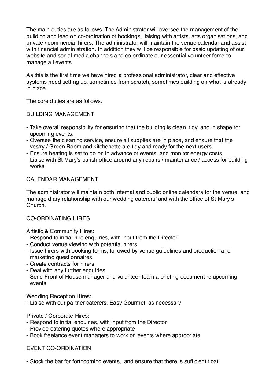 Document preview TOC Administrator Job Description & Person Spec.pdf - page 2/4