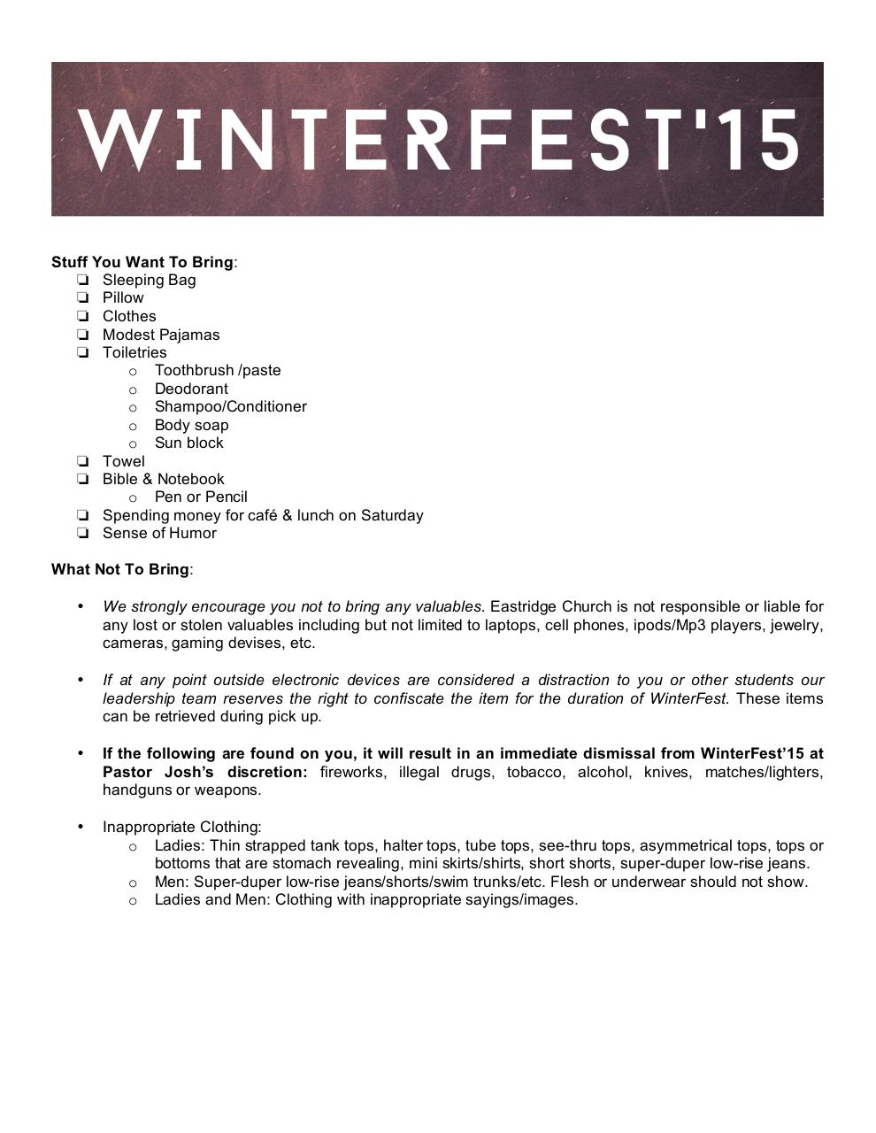 Document preview WinterFest Packing List 2015.pdf - page 1/1