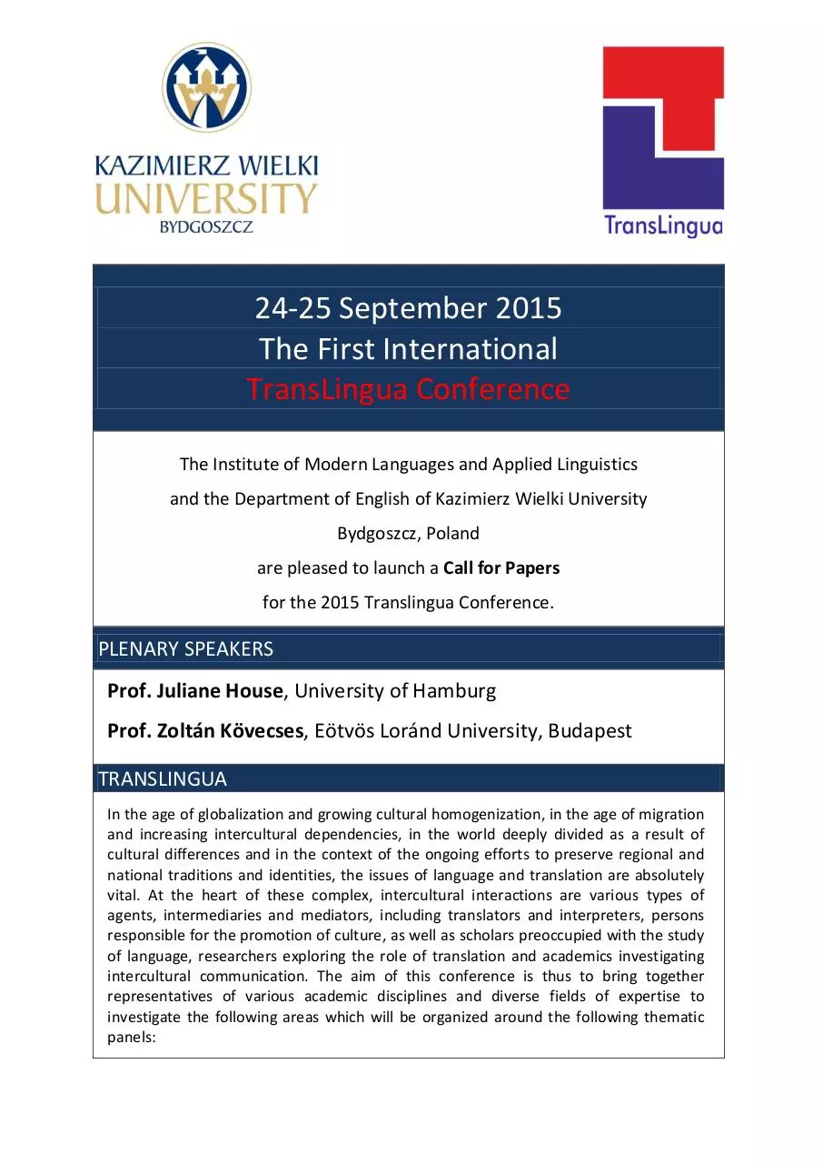 Page 1 of 3, Call for papers