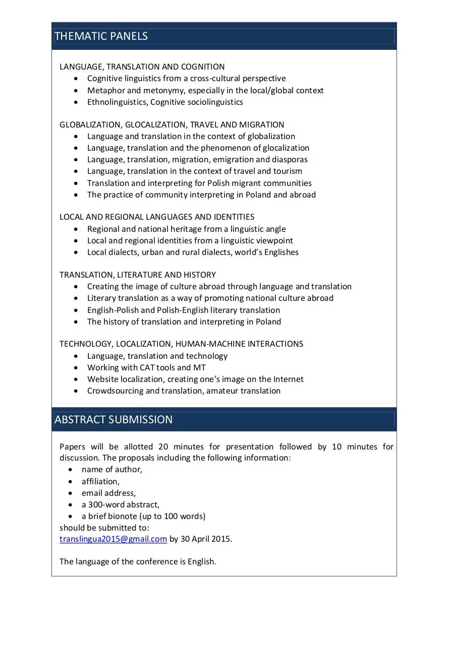 Page 2 of 3, Call for papers