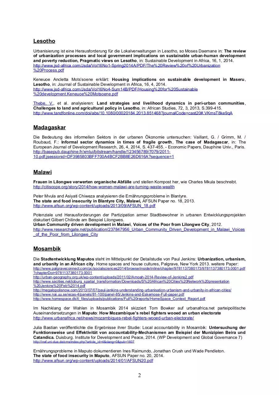 Page 2 of 7, afrika süd Linksammlung Stadtentwicklung 1 2015