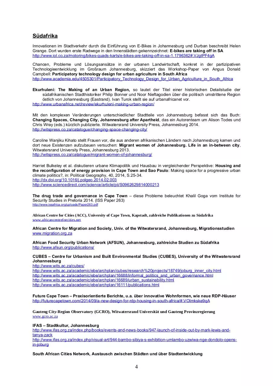 Page 4 of 7, afrika süd Linksammlung Stadtentwicklung 1 2015