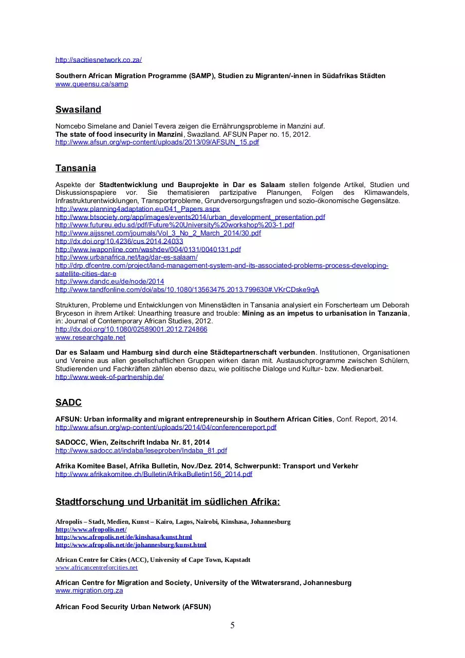 Page 5 of 7, afrika süd Linksammlung Stadtentwicklung 1 2015