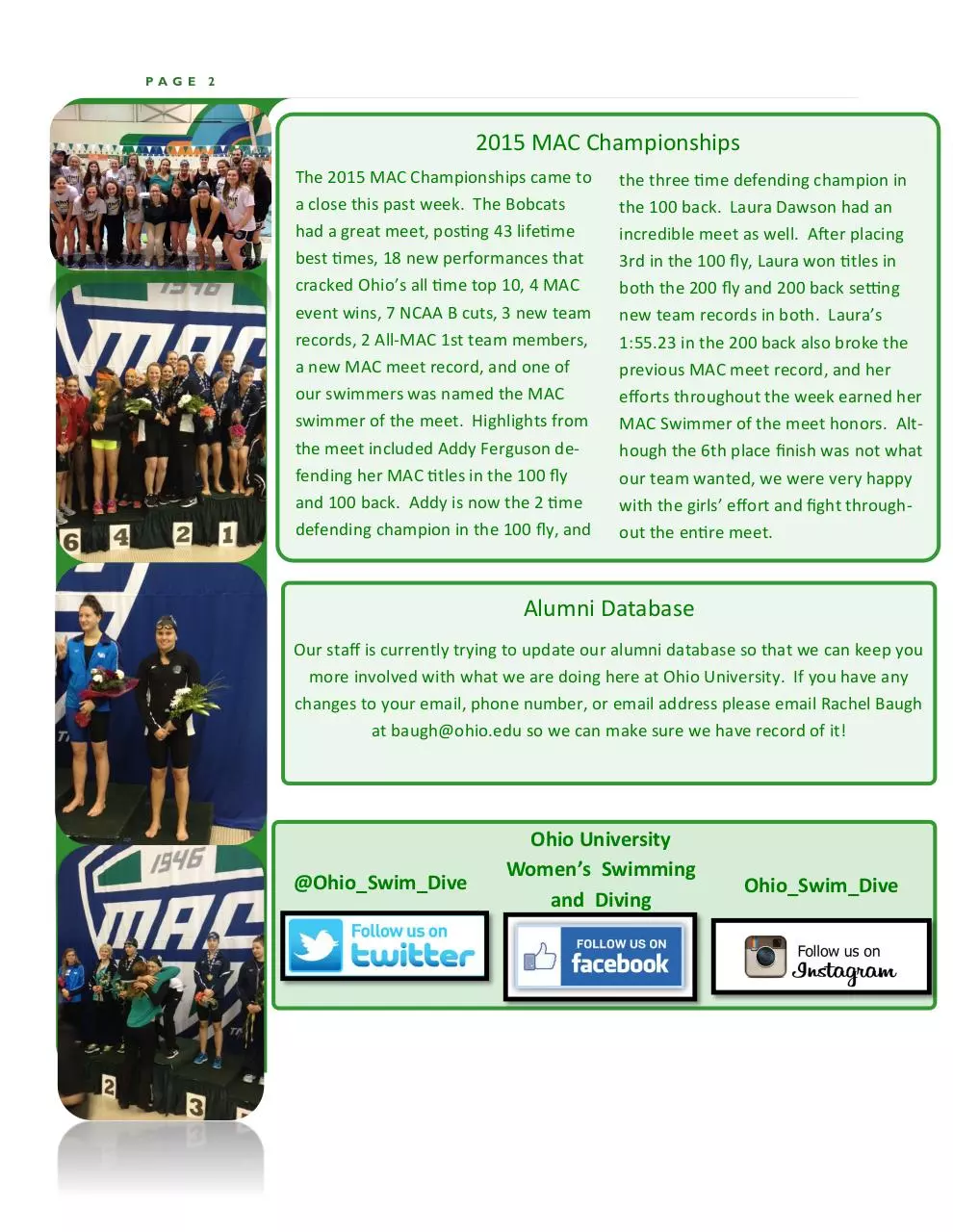 Page 2 of 3, Alumni Newsletter Volume 2 Issue 3 March 2015