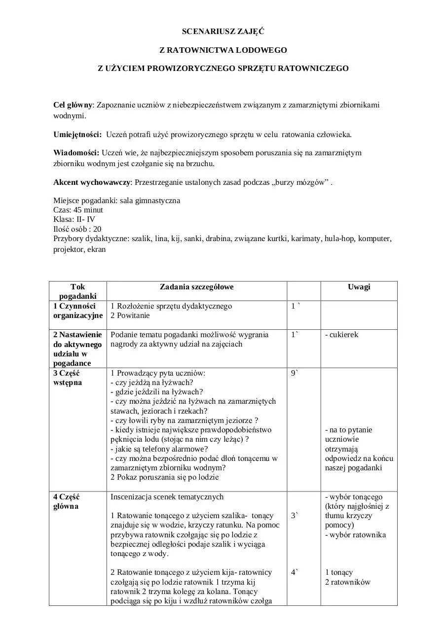 Page 1 of 2, RATOWNICTWO LODOWE scenariusz