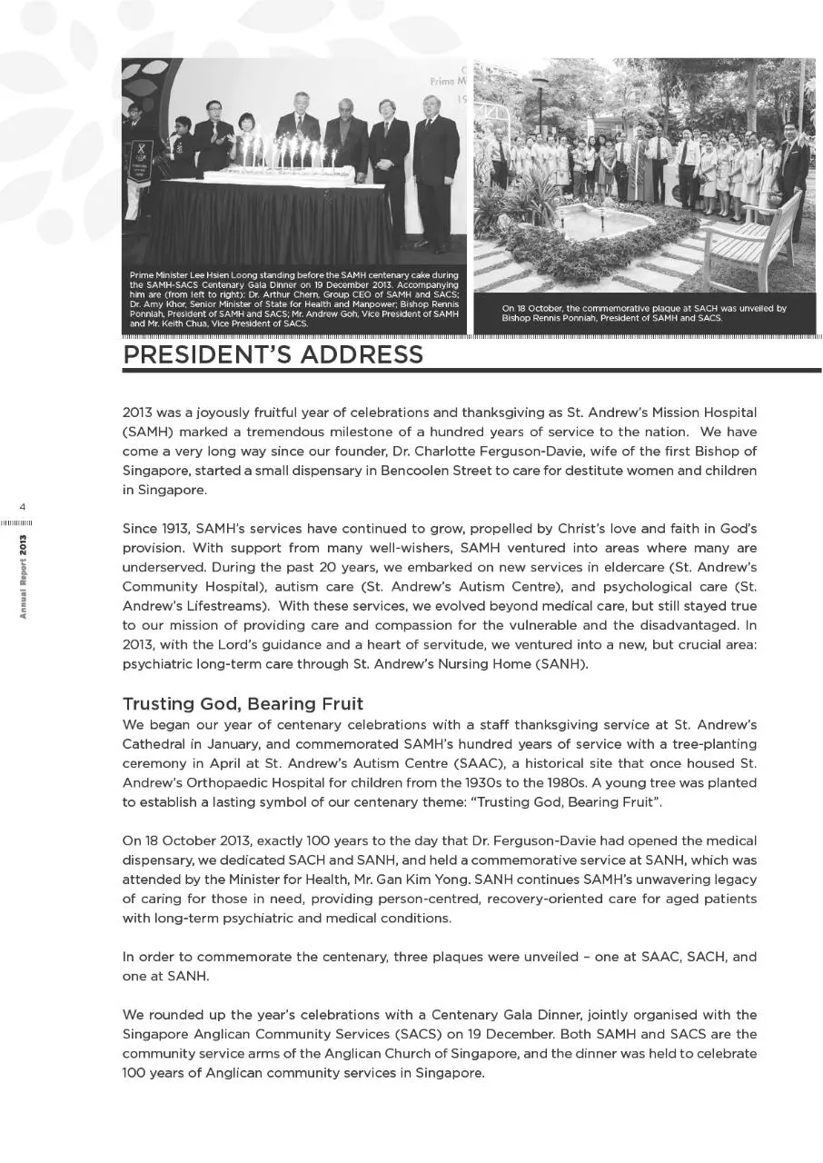 Page 4 of 75, St. Andrew's Mission Hospital Annual Report 2013