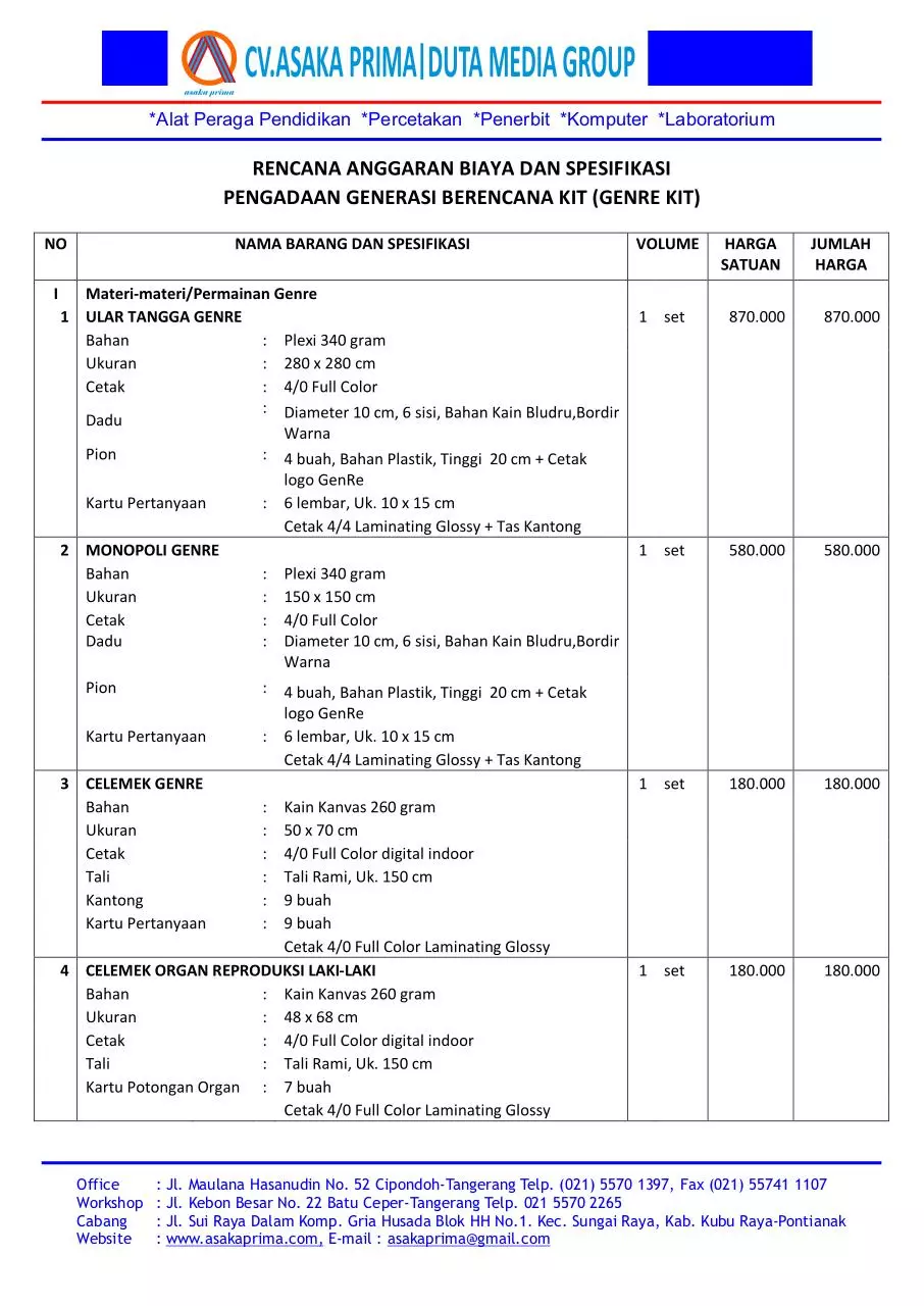 Page 1 of 3, PAKET GENRE KIT DAK BKKBN 2015