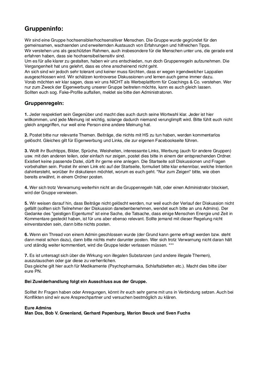 Document preview - Hochsensibel Gruppeninfo.pdf - Page 1/1