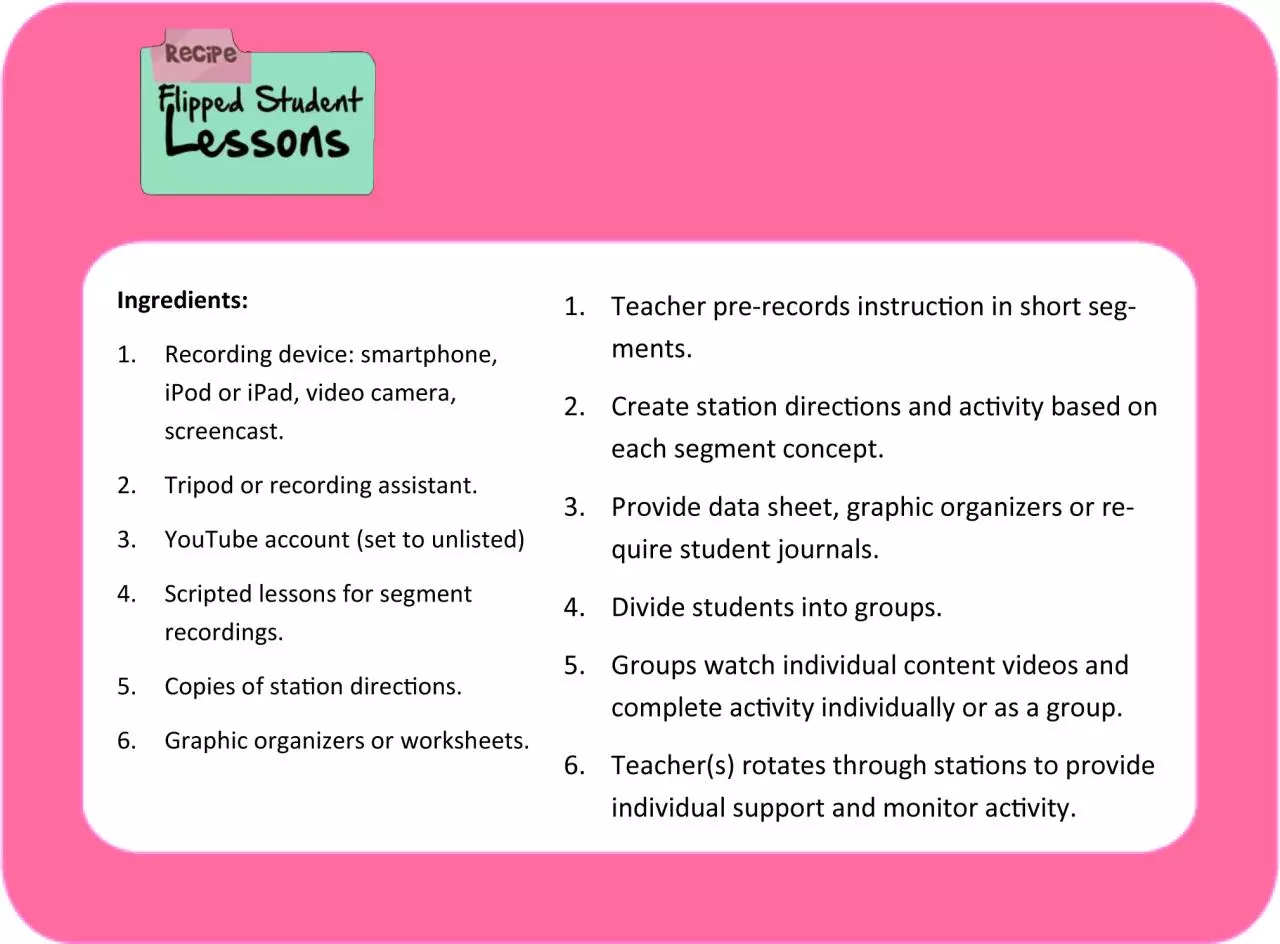 Page 1 of 1, Flipped Student Lessons