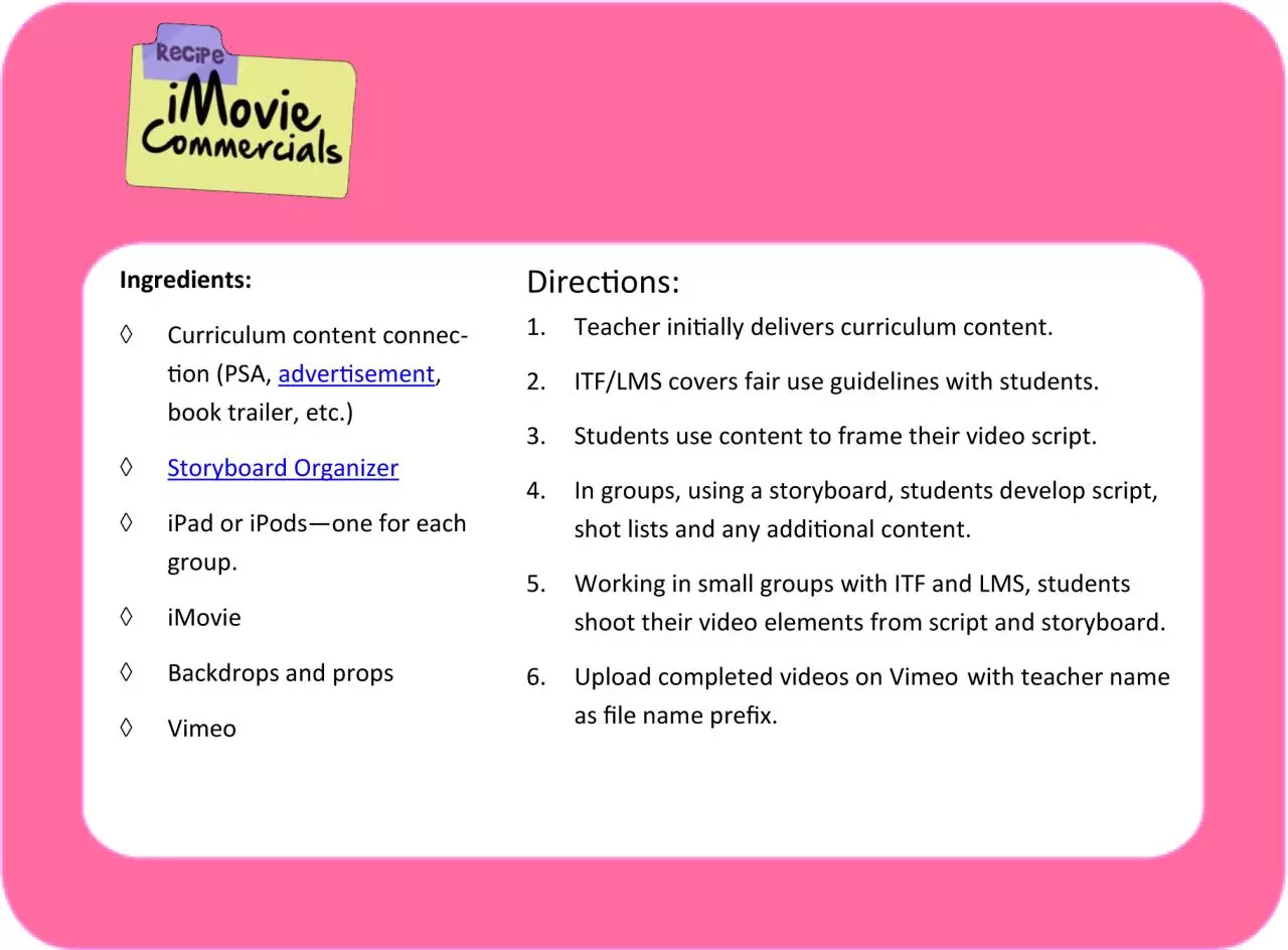 Page 1 of 1, iMovieComm