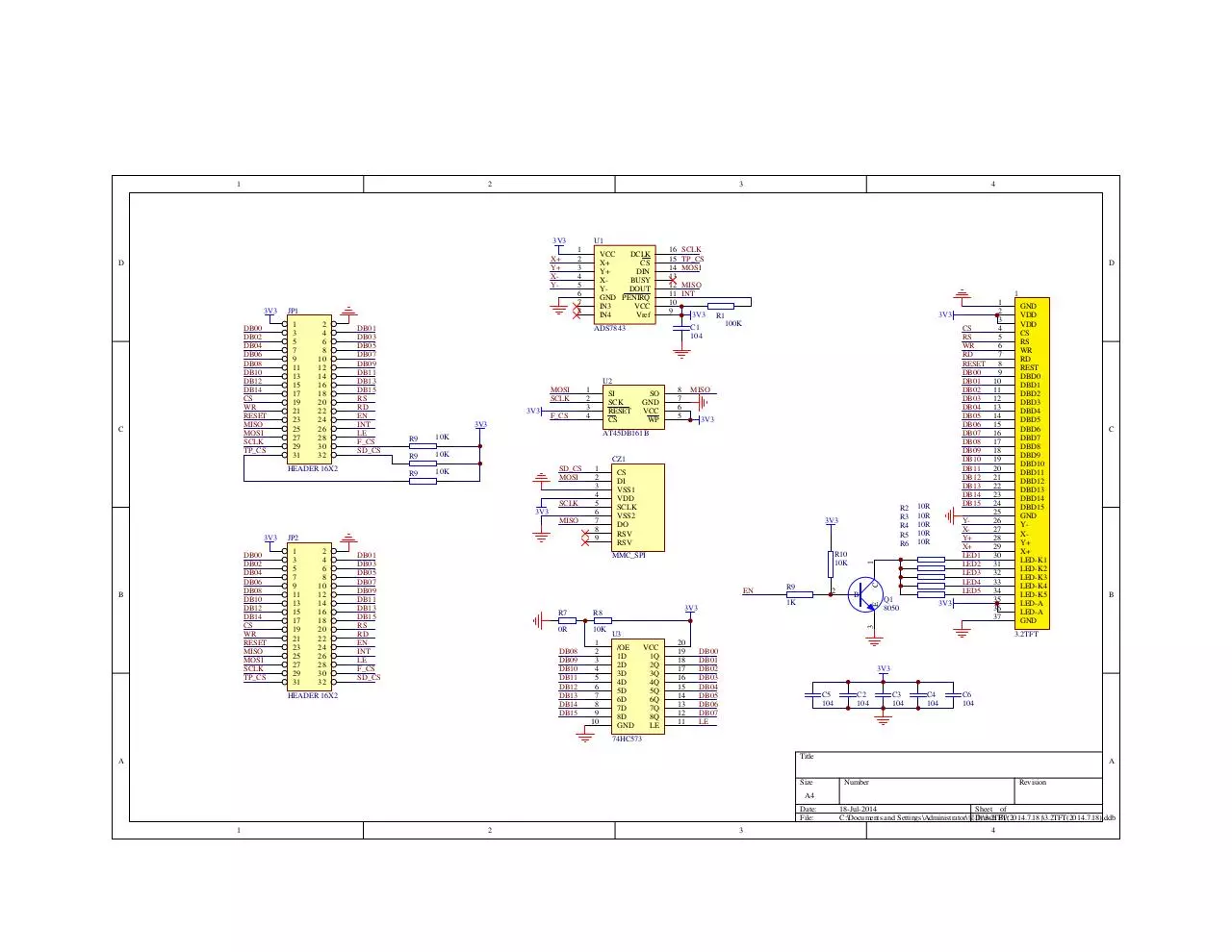 Page 1 of 1, 3.2TFT Schematic