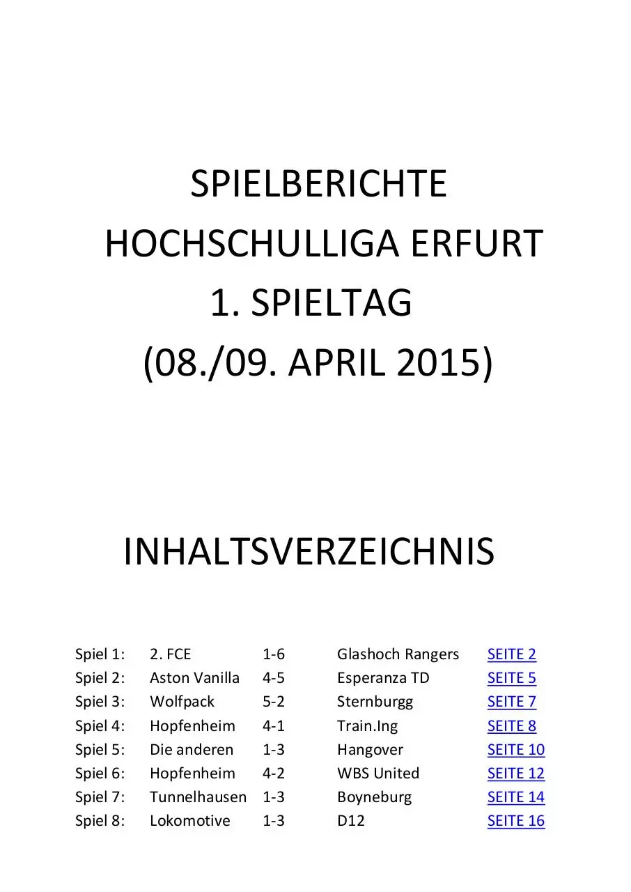 Page 1 of 18, Spielberichte 1. Spieltag bearb.