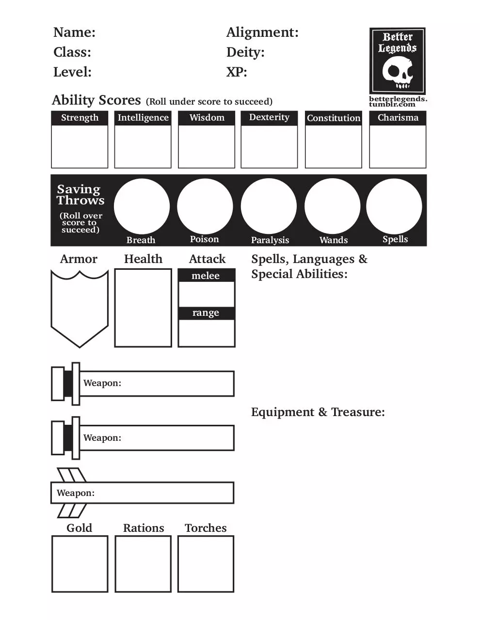Page 1 of 1, B X CharacterSheet