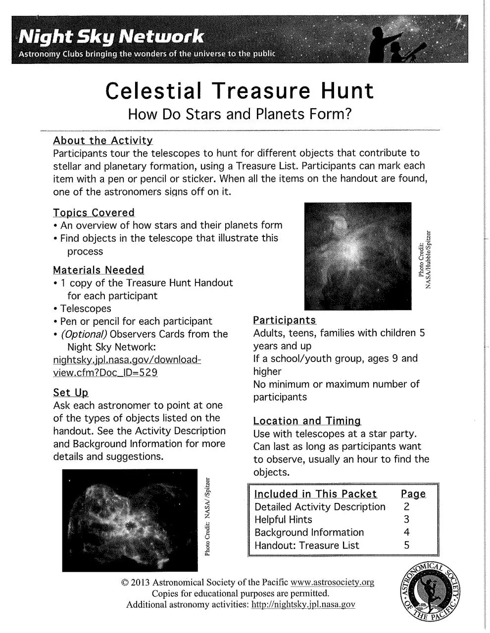 Page 1 of 6, Celestial Treasure Hunt