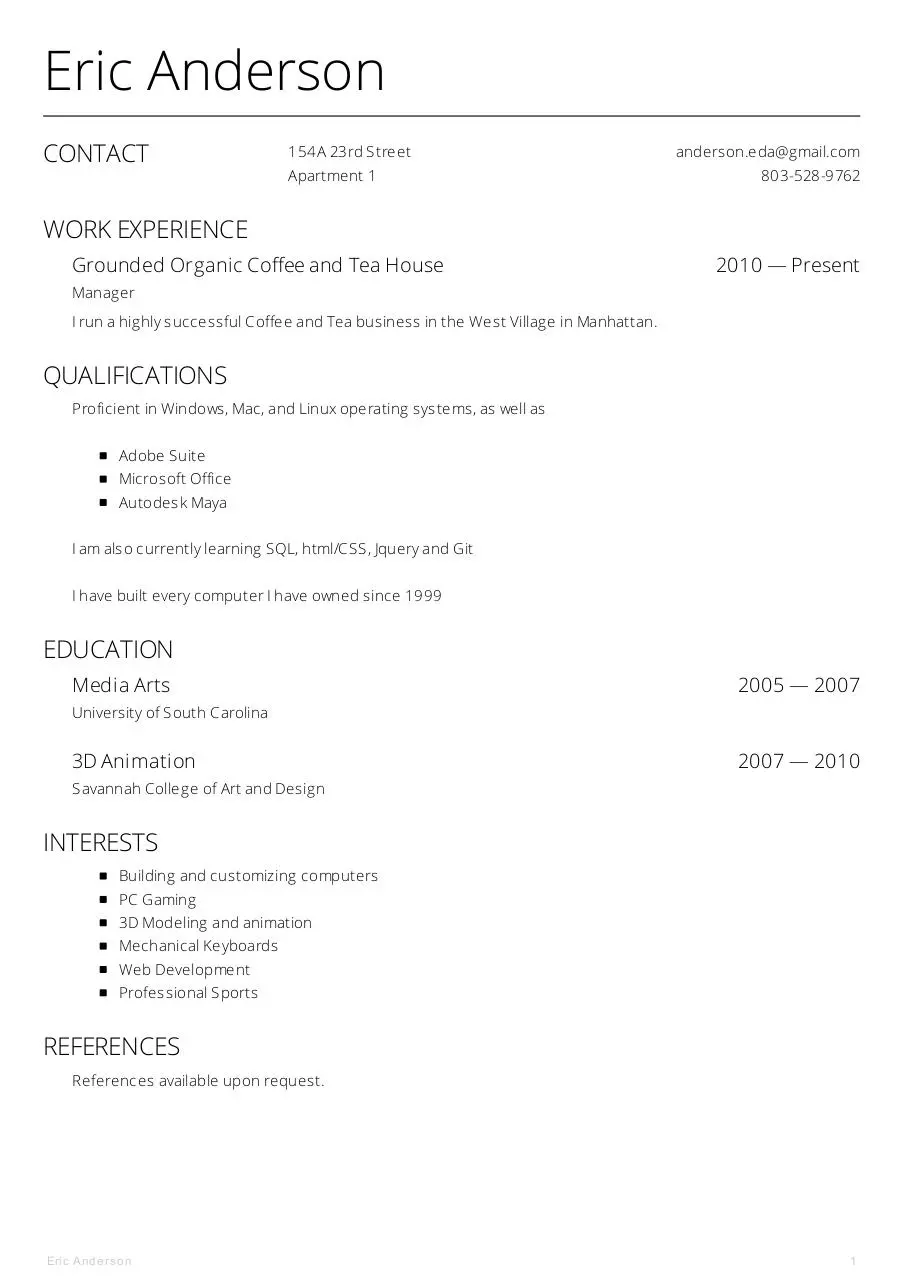 Page 1 of 1, My CV