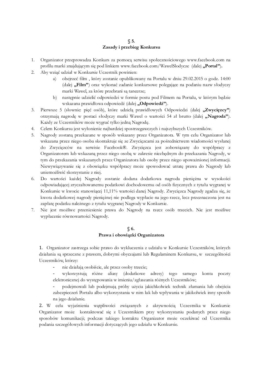 Document preview regulamin konkursu Wawel - DzieÅ„ TaÅ„ca.pdf - page 2/3