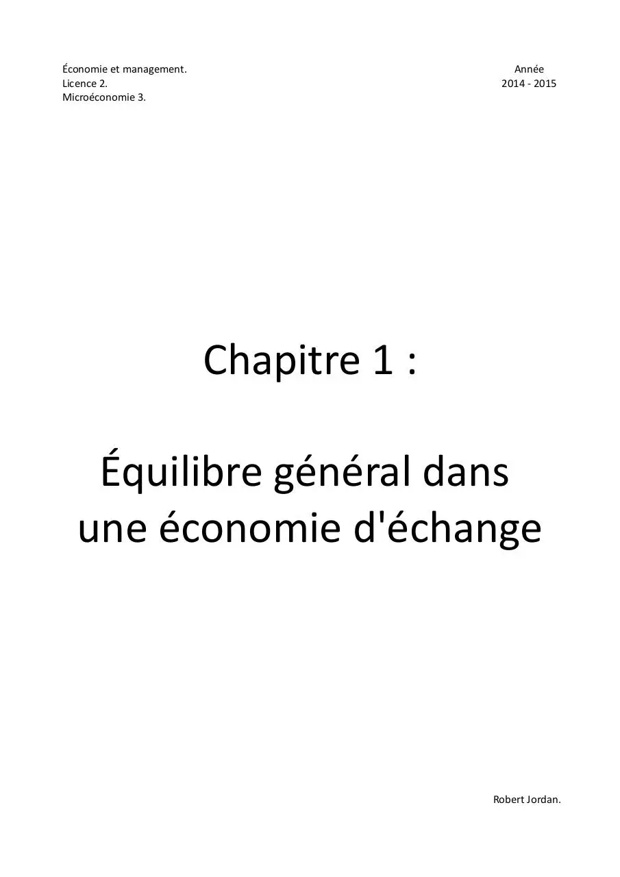 Page 1 of 31, Chapitre 1 Equilibre général en économie d'échange [1]