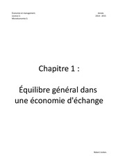 Page 1, Chapitre 1 Equilibre général en économie d'échange [1]