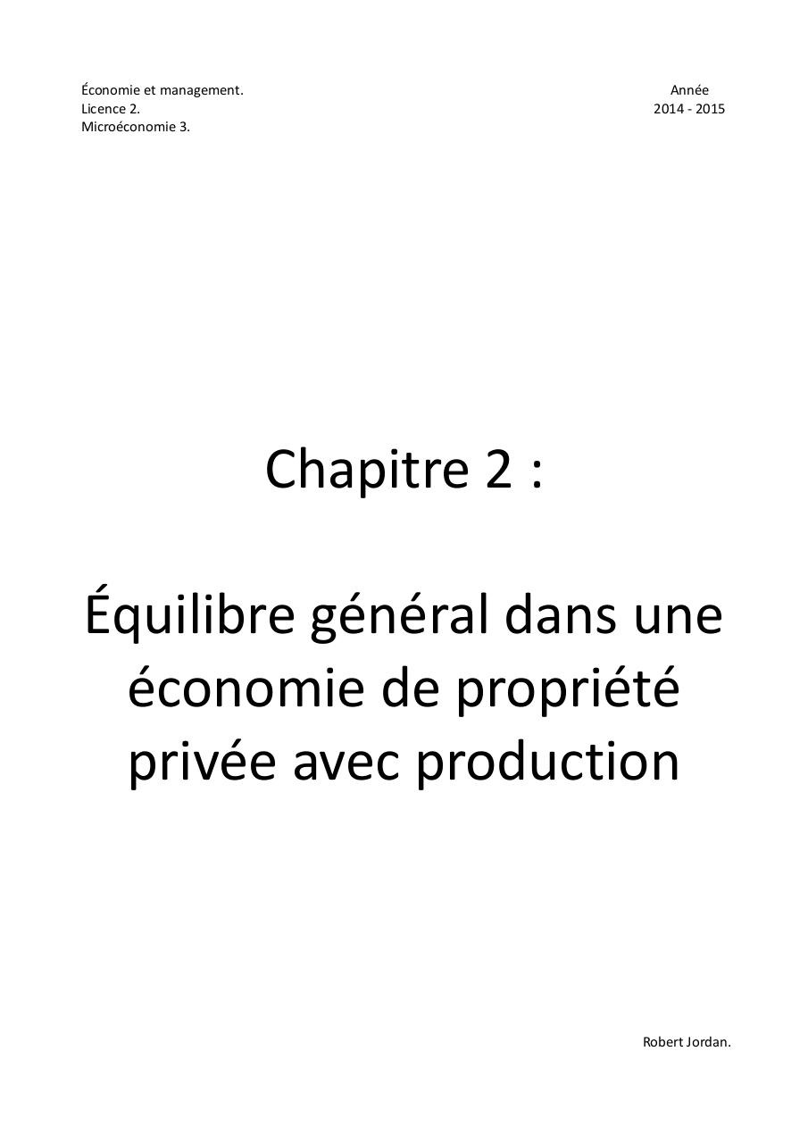 Document preview Chapitre 2 - Economie de propriÃ©tÃ© privÃ©e avec production.pdf - page 1/4