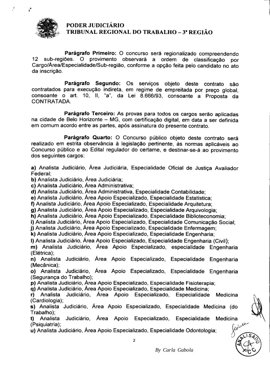 Page 2 of 20, Contrato TRT MG FCC