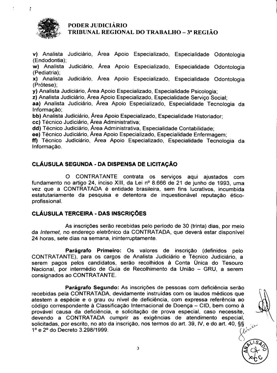 Page 3 of 20, Contrato TRT MG FCC