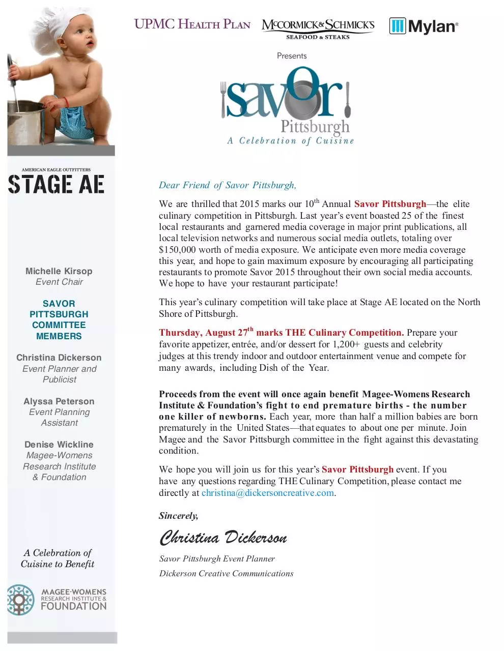 Page 1 of 2, Savor Restaurant Solicitation 2015
