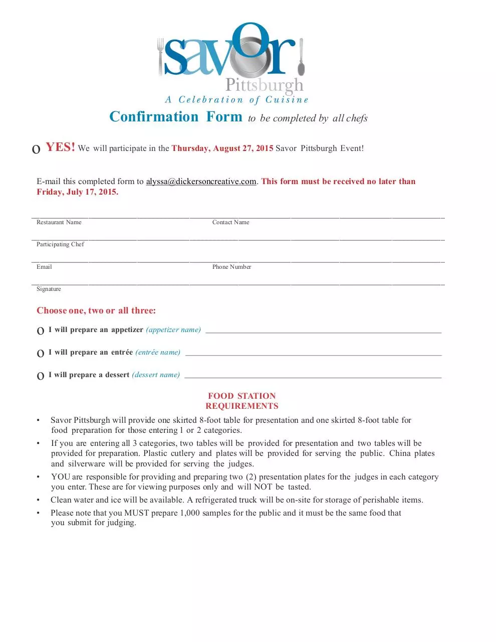 Page 2 of 2, Savor Restaurant Solicitation 2015
