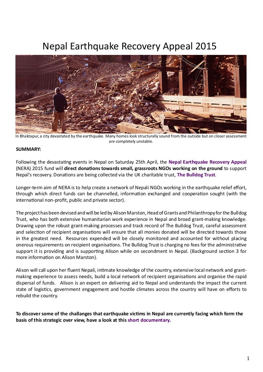 Nepal Earthquake Recovery Apeal Strategic Overview(2).pdf - page 1/12