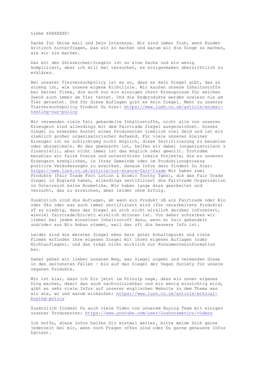 Document preview Antwort von LUSH.pdf - page 1/2