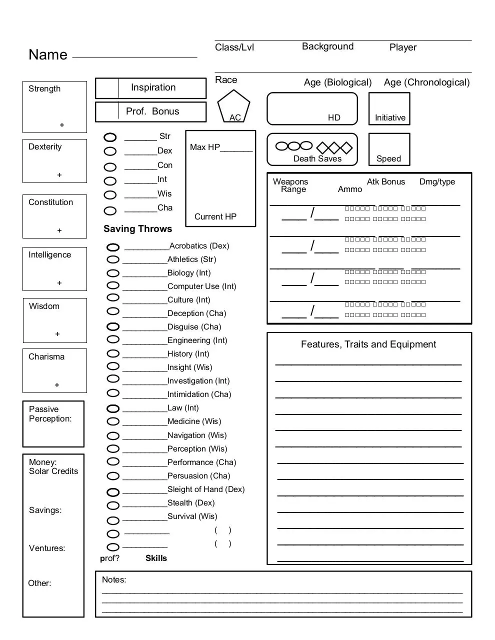 Page 1 of 2, fifth age sheet char sheet 1
