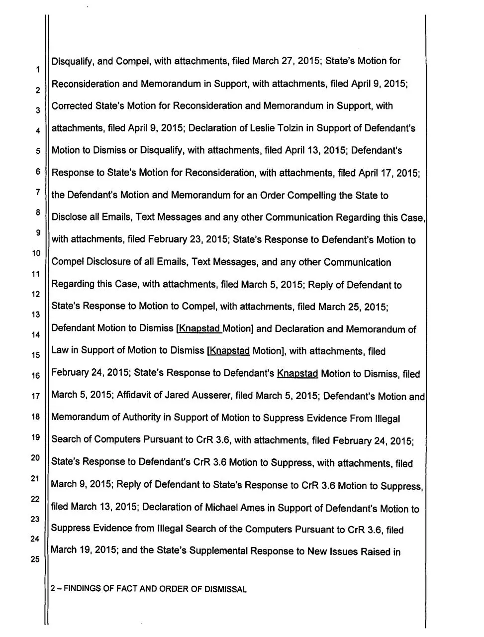 Page 2 of 28, Findings Fact Conclusions Law Ord DM Dalsing 05.28.15