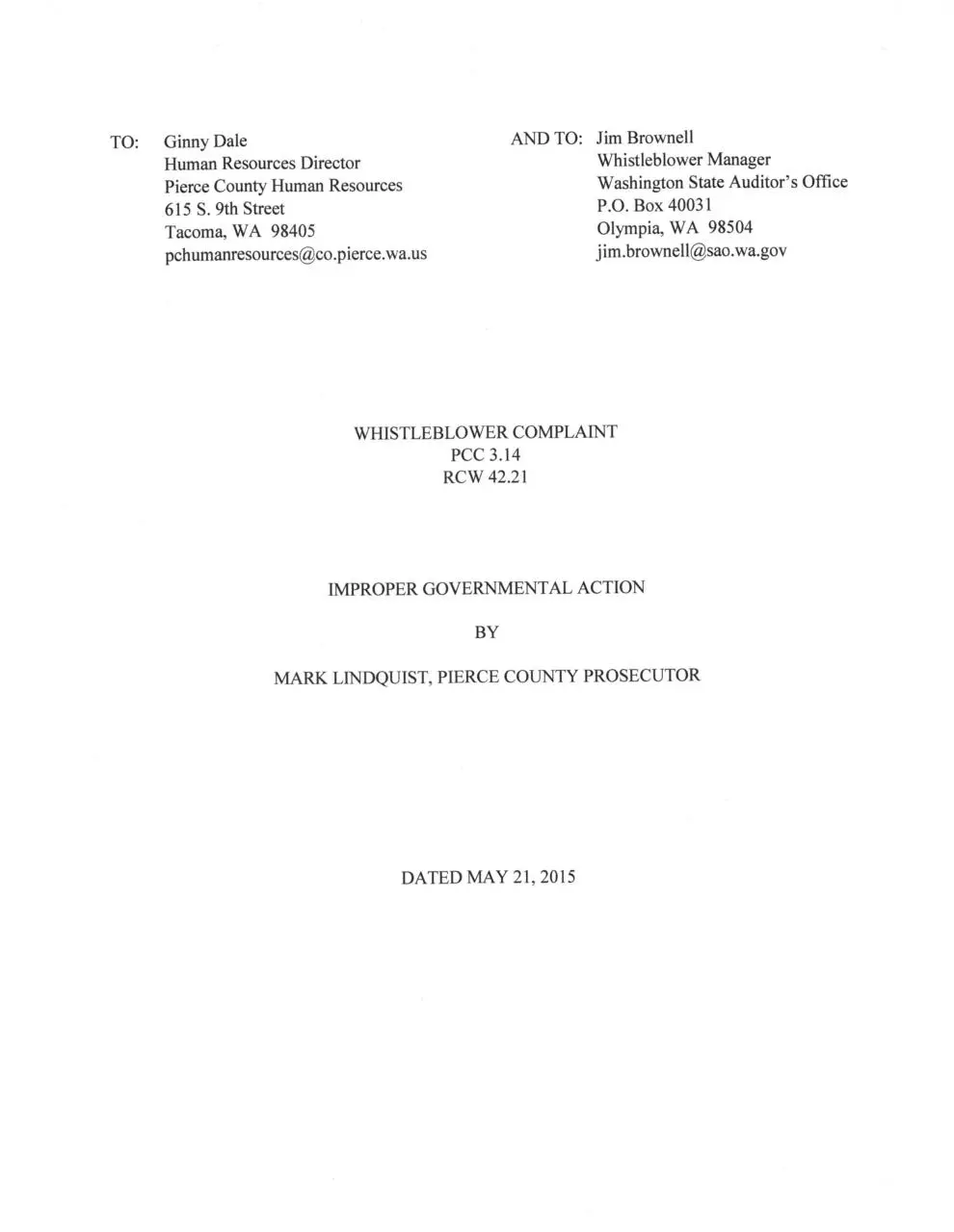Page 1 of 10, WBComplaint20150521 PierceCo Redacted