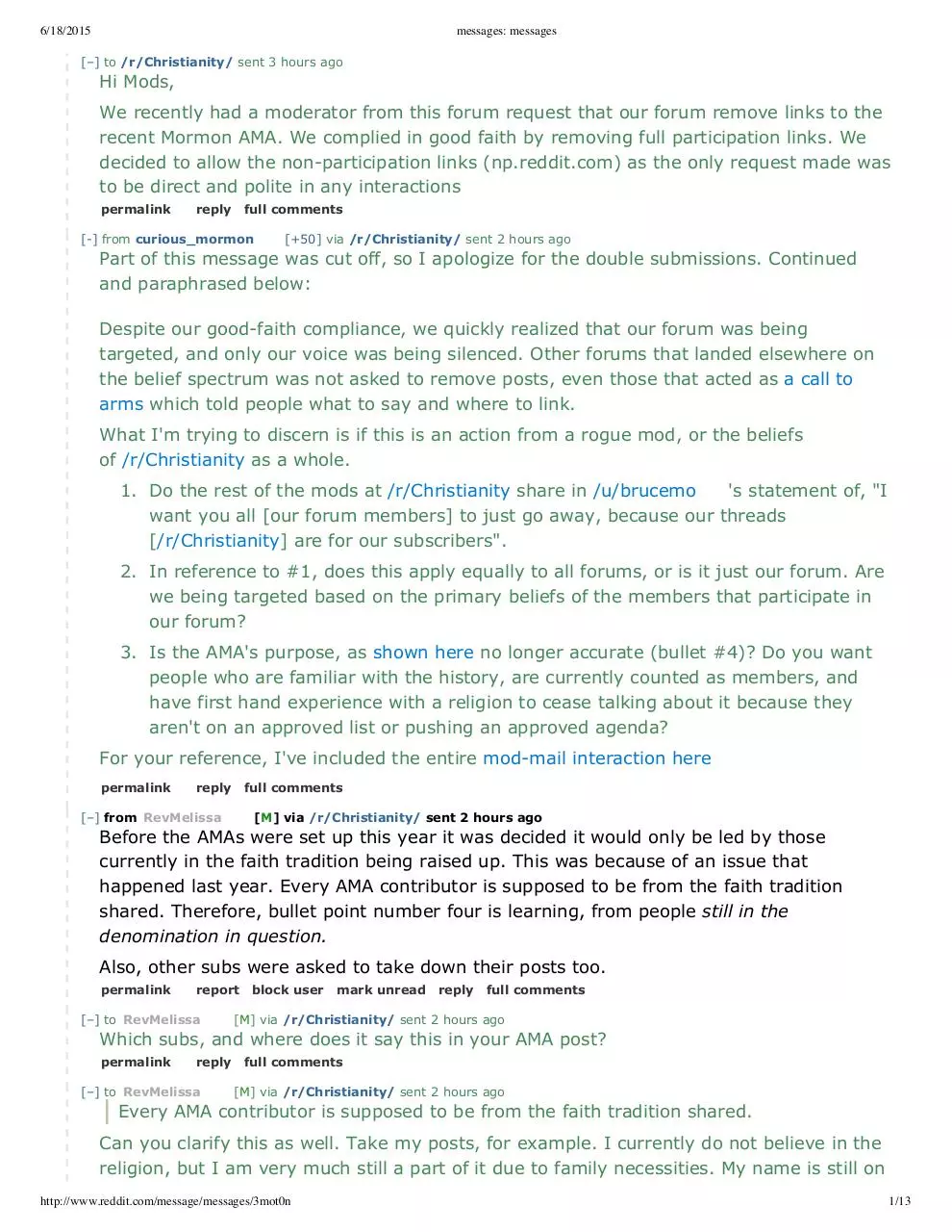 Page 1 of 13, messages messages