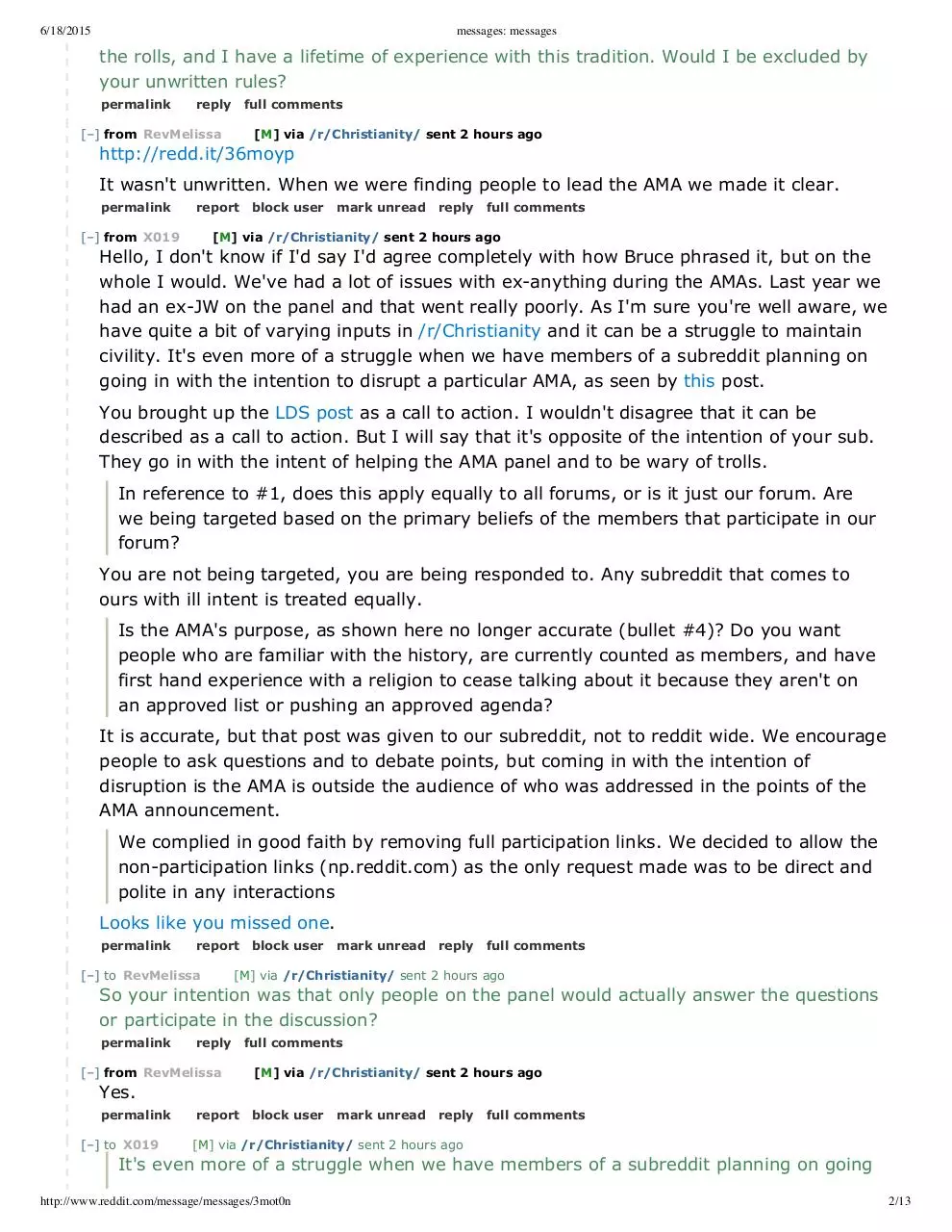 Page 2 of 13, messages messages