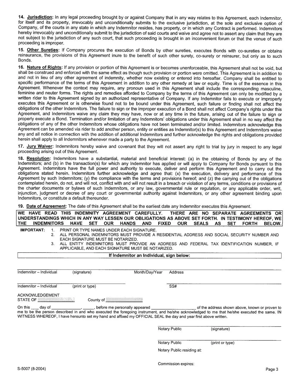 Page 3 of 7, GENERALINDEMNITYAGREEMENTTRAVLERS