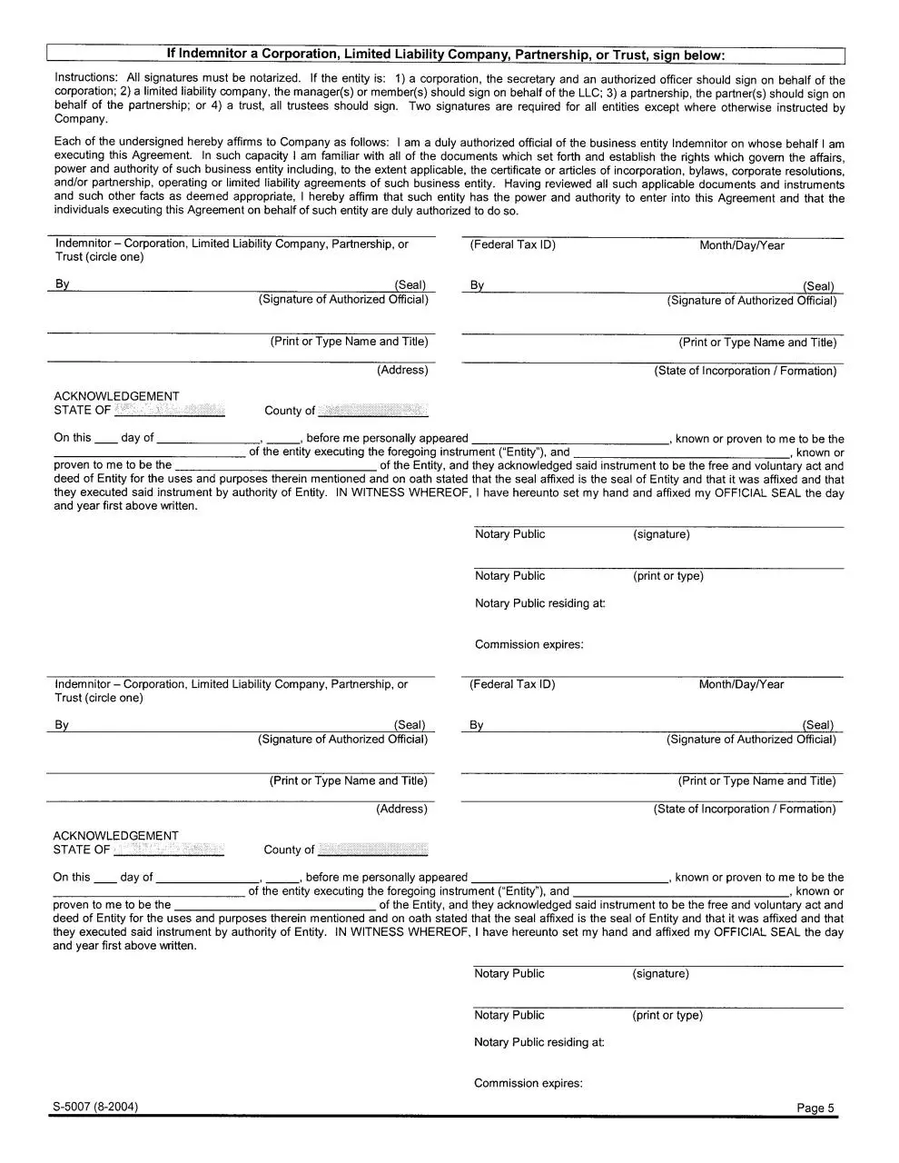 Page 5 of 7, GENERALINDEMNITYAGREEMENTTRAVLERS