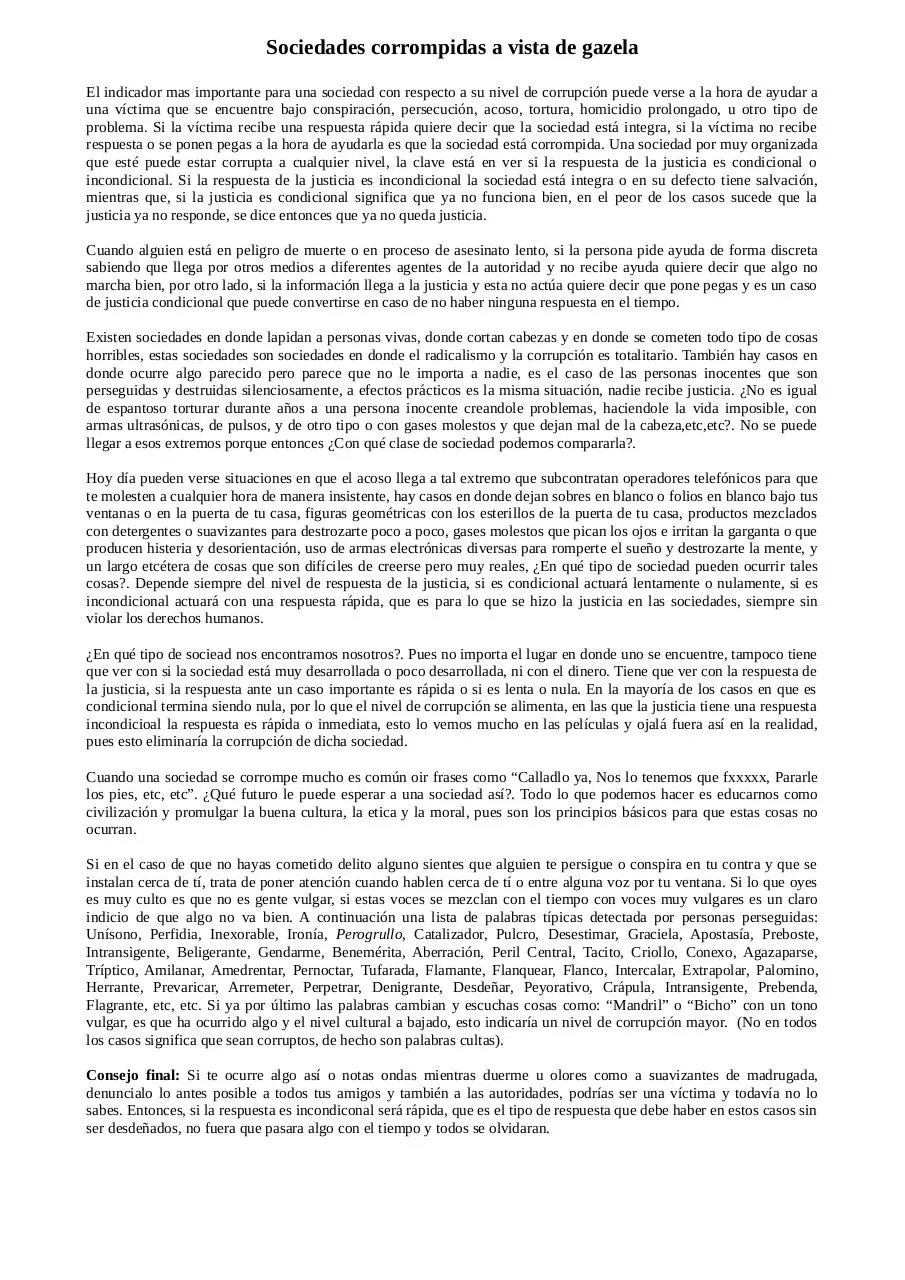 Page 1 of 1, sociedad corrompida a vista de gazela