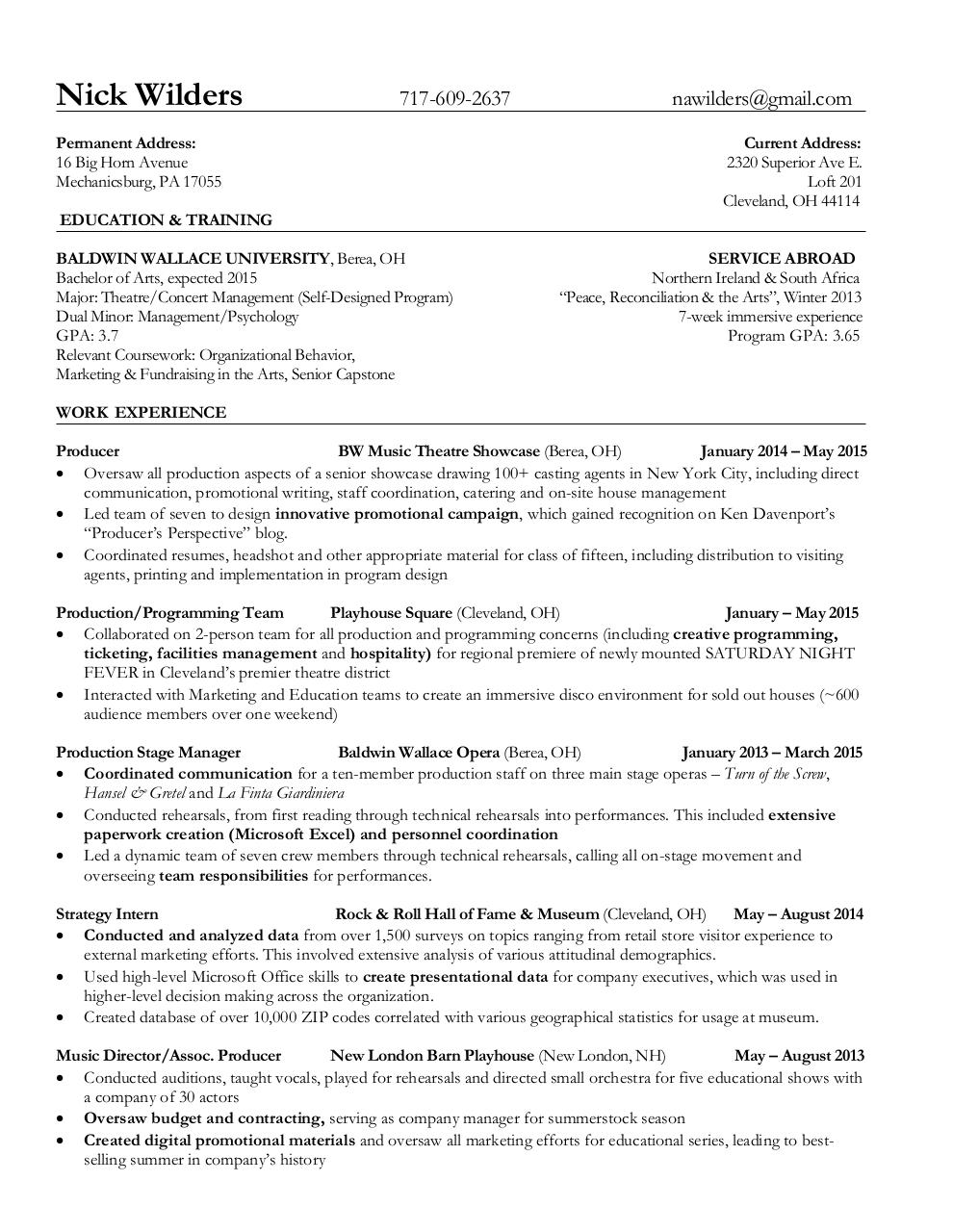 Document preview Arts Admin Resume (2 Page).pdf - page 1/2