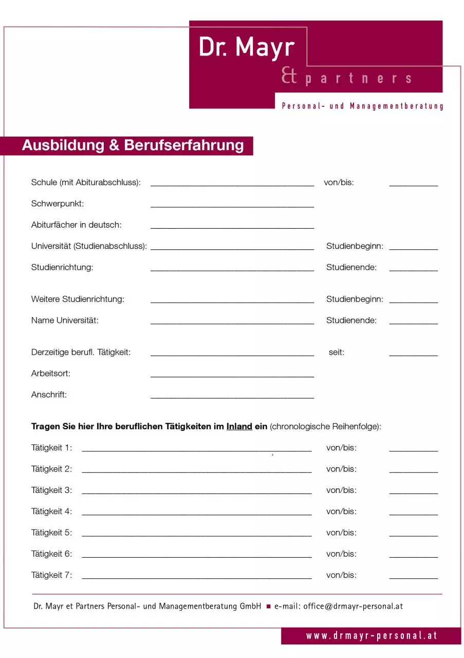 Page 2 of 4, Bewerbung Formular
