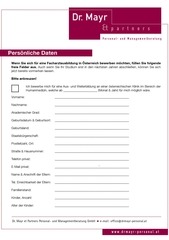 Page 1, Bewerbung Formular