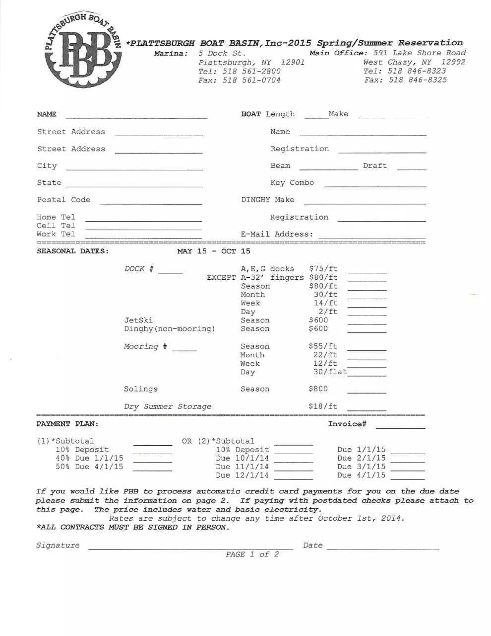 Page 2 of 3, the current fees