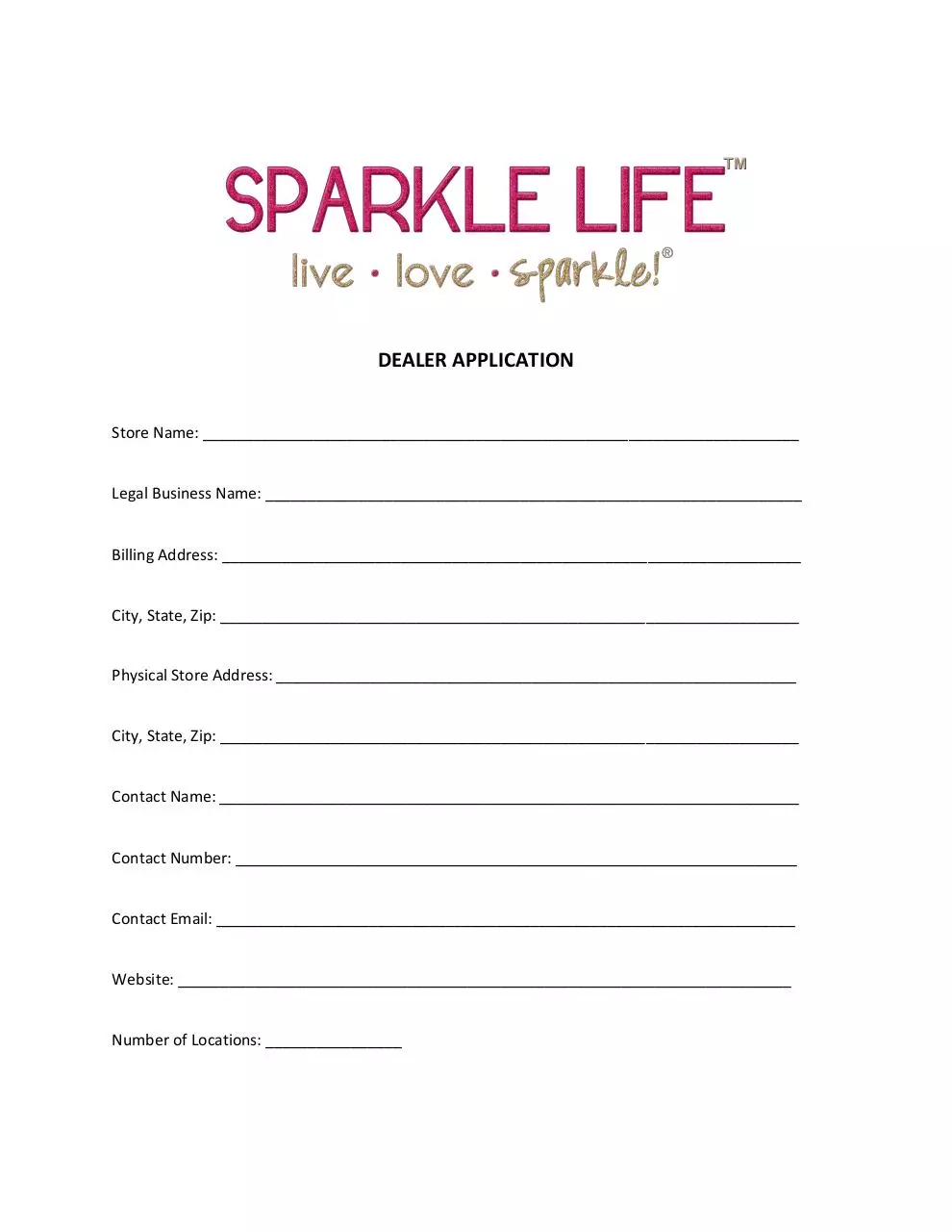 Page 1 of 1, DEALER APPLICATION