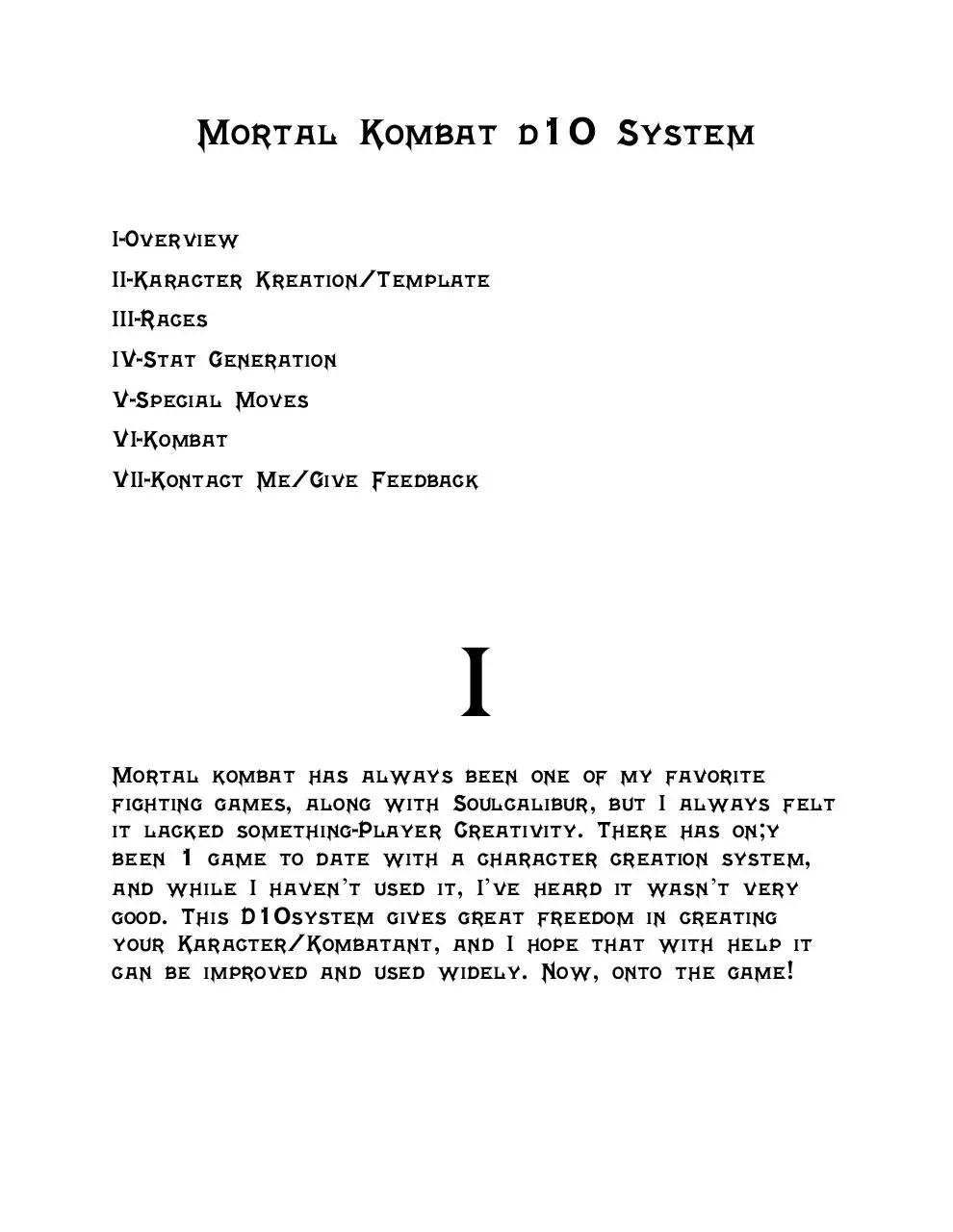 Page 1 of 8, Mortal Kombat d10 System